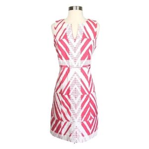Pink Chevron Lace Casual Dress
